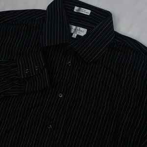 Linea Dome Mens XL Black Stripe Button‎ Down Long Sleeve Dress Shirt Western